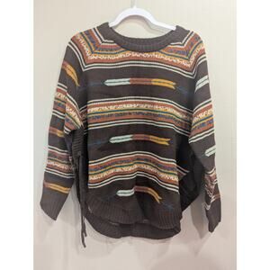 Women's brown Southwestern knit Pancho style sweater by Cotton Rye size Large
